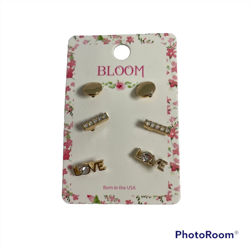 Bloom Fashion Earrings Gold Love Round Gold Gold With Iridescent Rhinestones